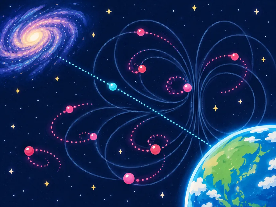 宇宙から地球に届く粒子のイラスト